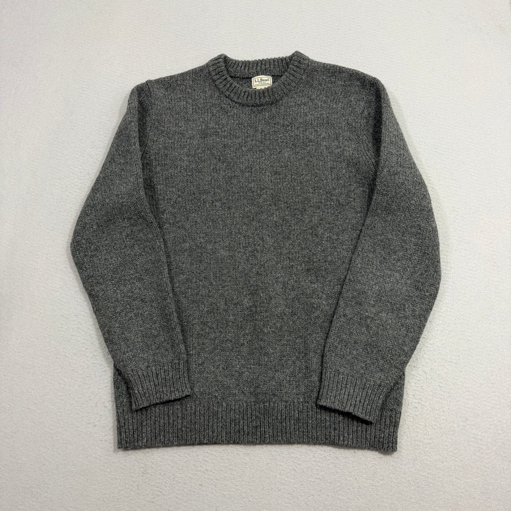 LL Bean Sweater Mens XL-Tall Gray Lambswool Crewneck 509992 Classic Outdoor